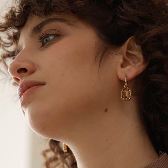 COPY - CHARM STAINLESS STEEL SQUARE DANGLE EARRINGS - Picture 6 of 7